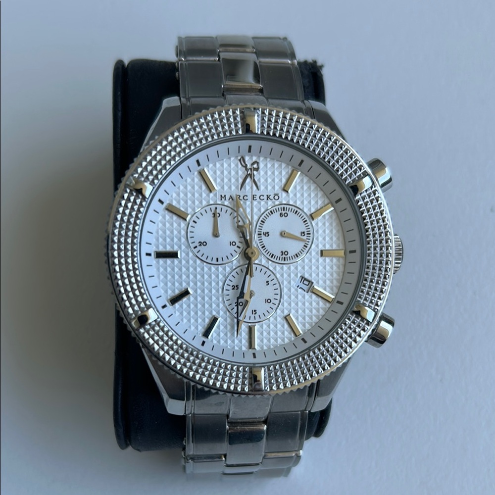 Marc Ecko Silver Skull Scissors Chronograph Watch